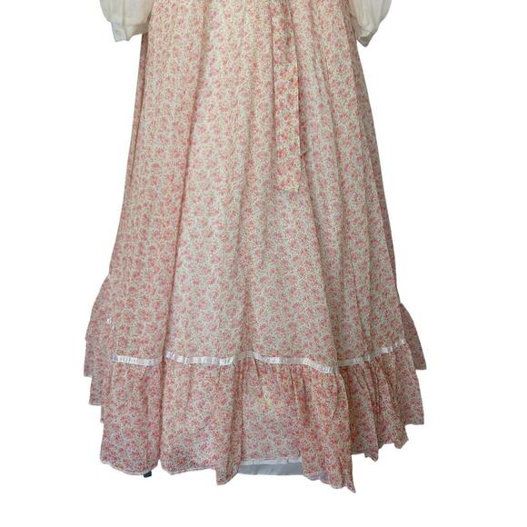Gunne Sax Floral Corset Maxi Dress Size 9 Pink White Calico Prairie 70s Vintage - Picture 10 of 13